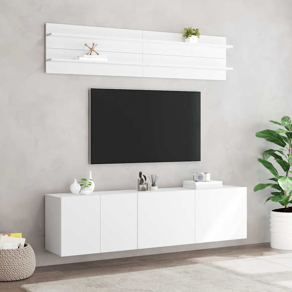 6 Piece TV Wall Units White Engineered Wood