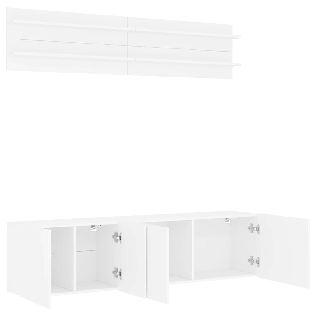 6 Piece TV Wall Units White Engineered Wood
