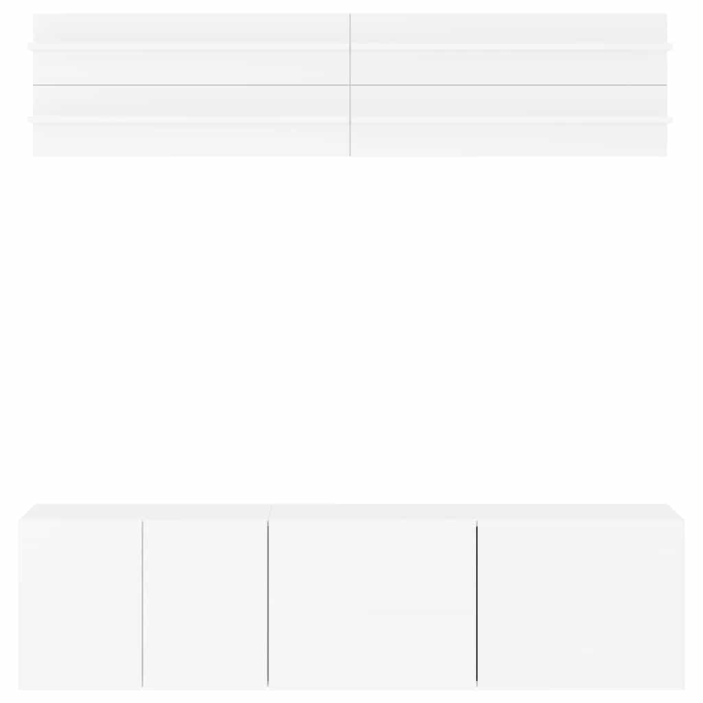 6 Piece TV Wall Units White Engineered Wood