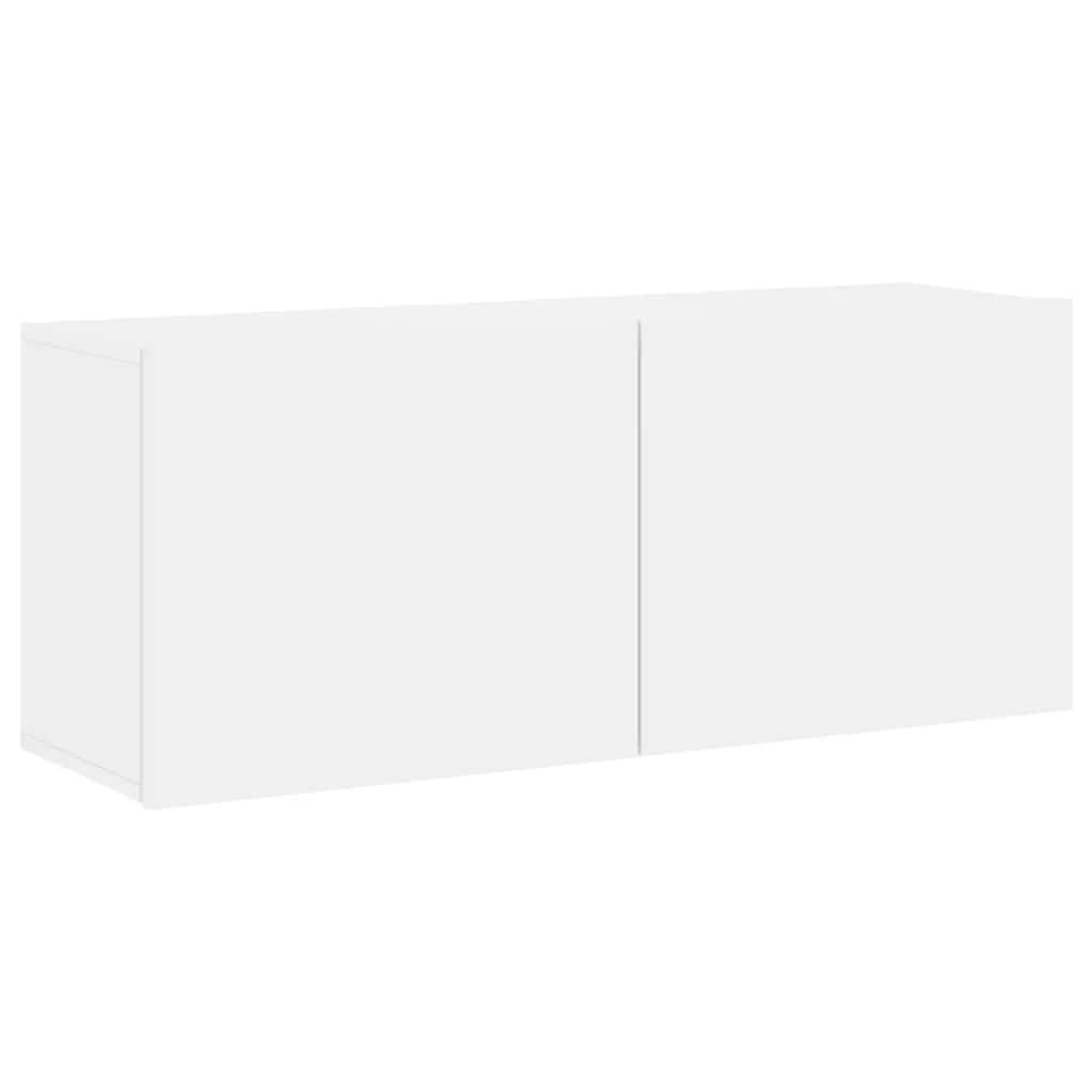 6 Piece TV Wall Units White Engineered Wood