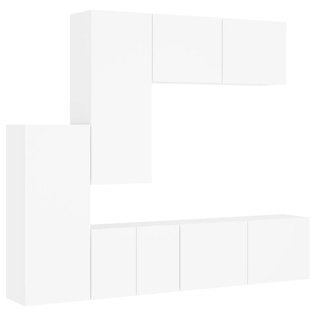 TV Wall Unit | White | Engineered wood | Large | Wall mounting