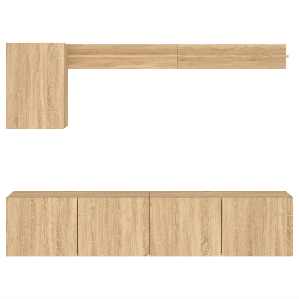 5 Piece TV Wall Units Sonoma Oak Engineered Wood