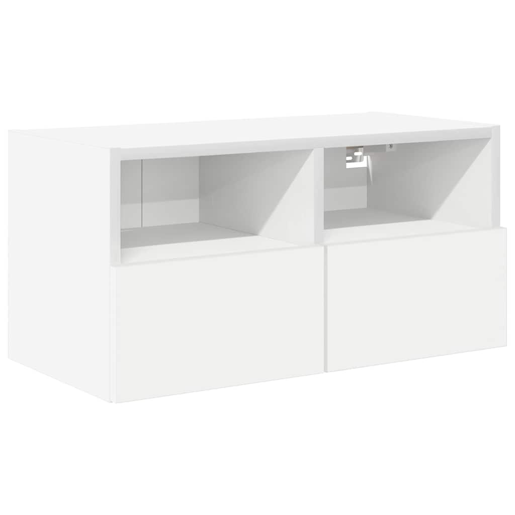 4 Piece TV Wall Units White Engineered Wood