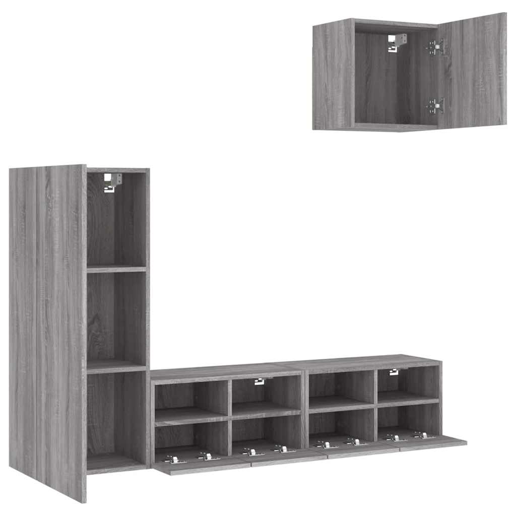 4 Piece TV Wall Units Grey Sonoma Engineered Wood