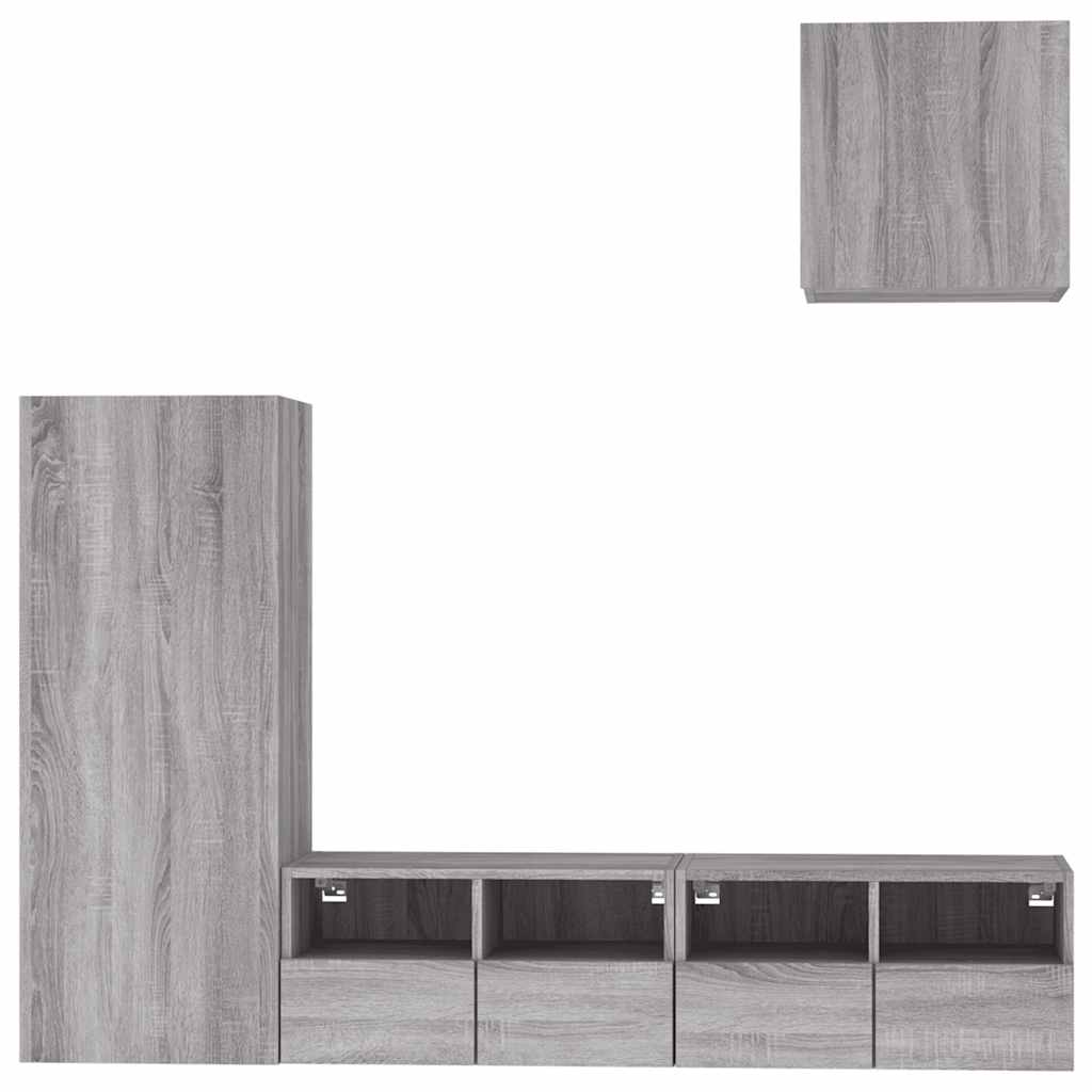 4 Piece TV Wall Units Grey Sonoma Engineered Wood
