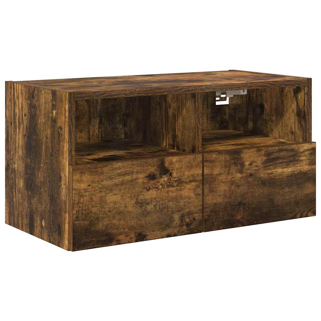 5 Piece TV Wall Units Smoked Oak Engineered Wood