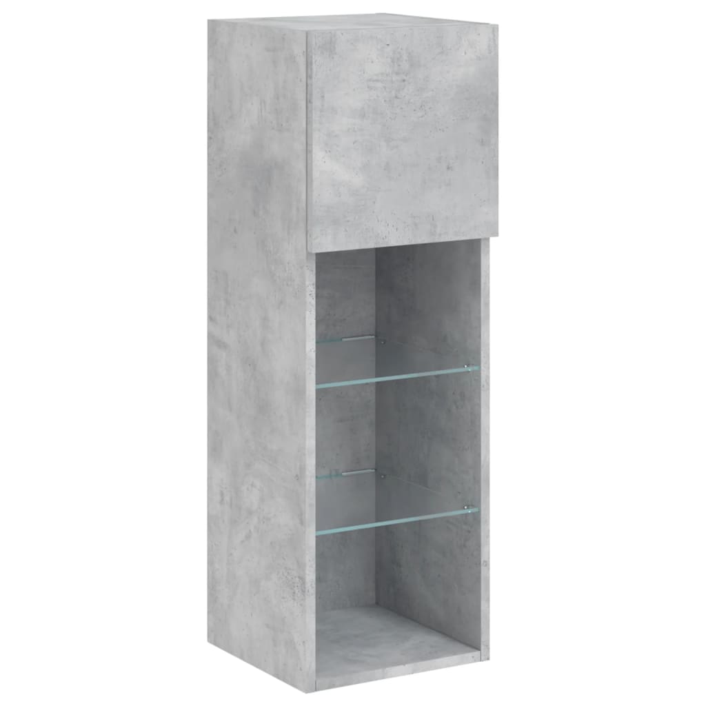 4 Piece TV Wall Cabinets with LED Lights Concrete Grey