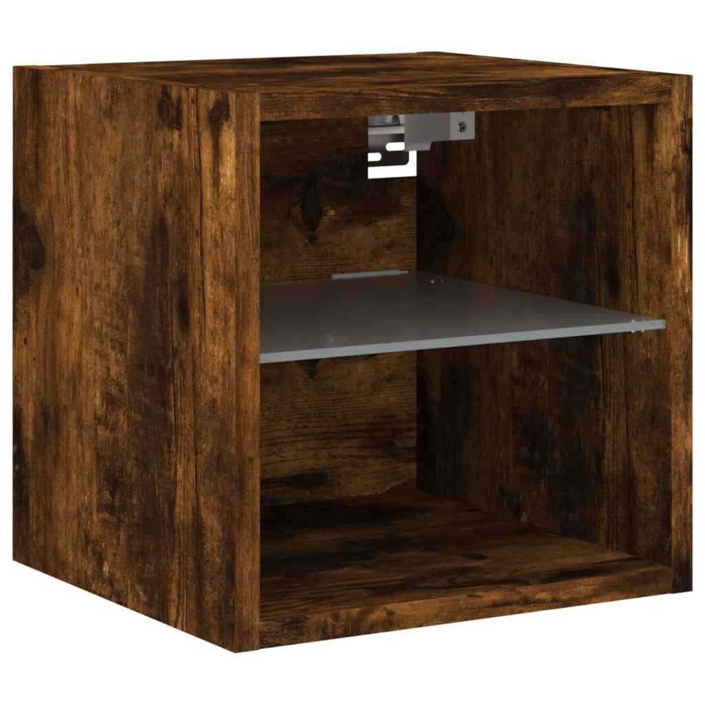 8 Piece TV Wall Units with LED Smoked Oak Engineered Wood