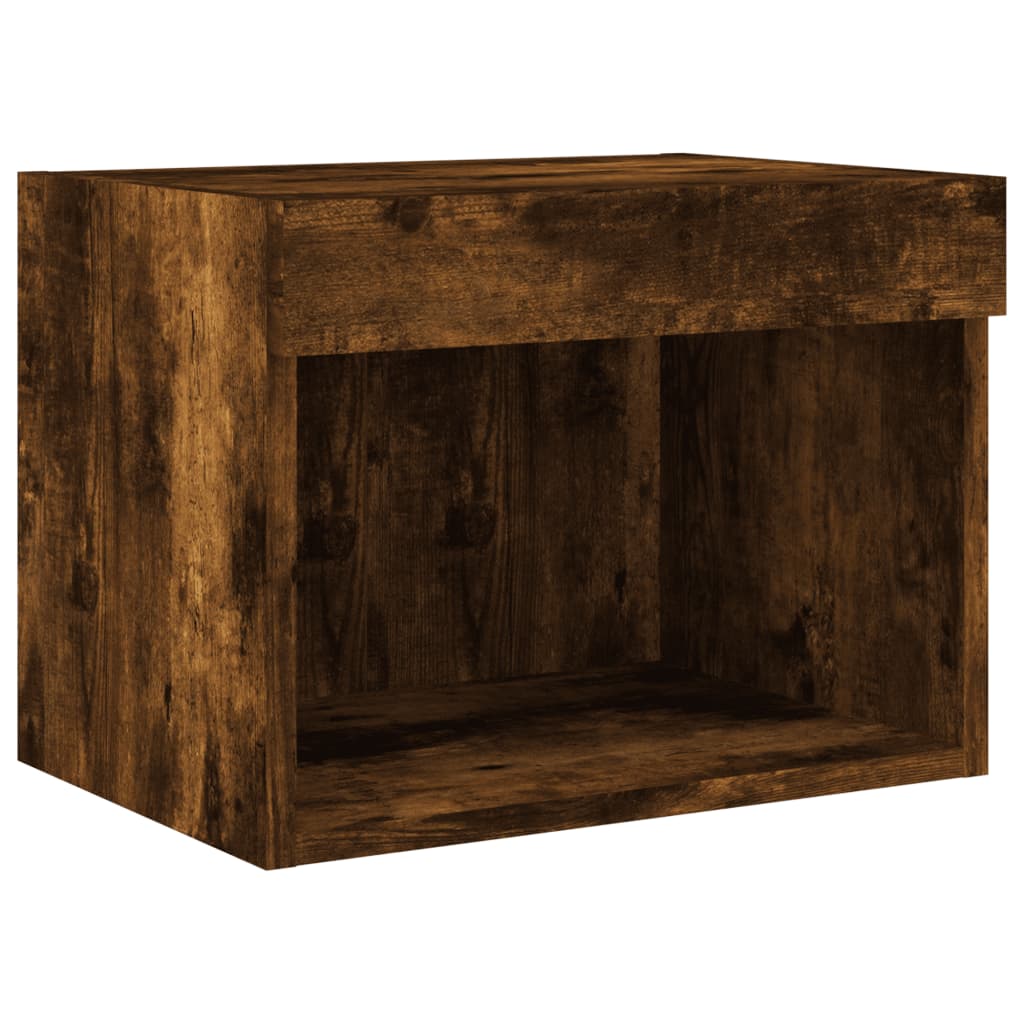 8 Piece TV Wall Units with LED Smoked Oak Engineered Wood