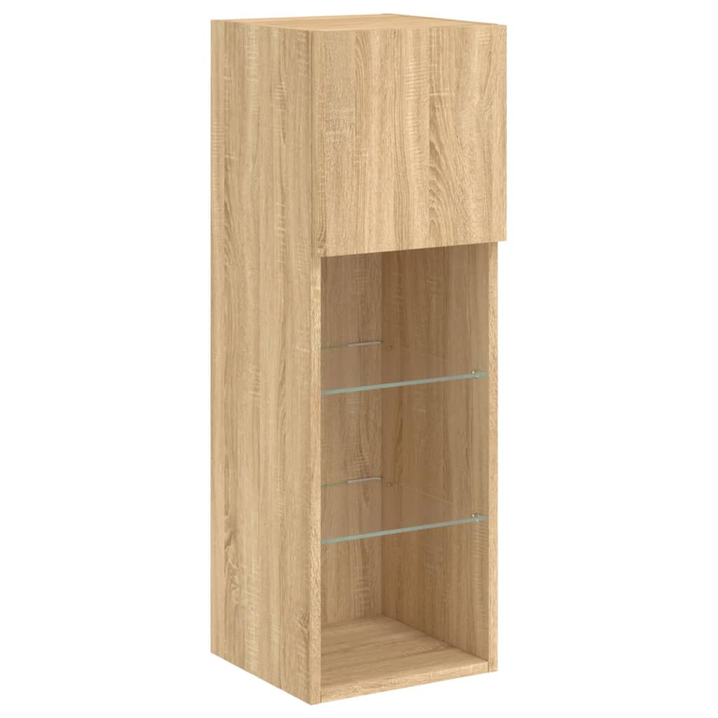 5 Piece TV Wall Units with LED Sonoma Oak Engineered Wood