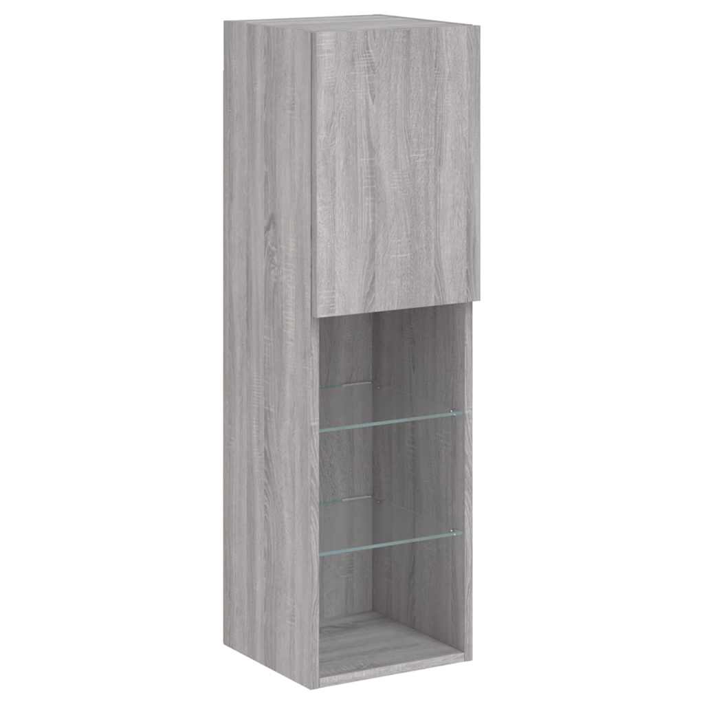 5 Piece TV Wall Units with LED Grey Sonoma Engineered Wood