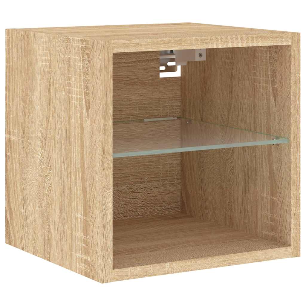8 Piece TV Wall Units with LED Sonoma Oak Engineered Wood