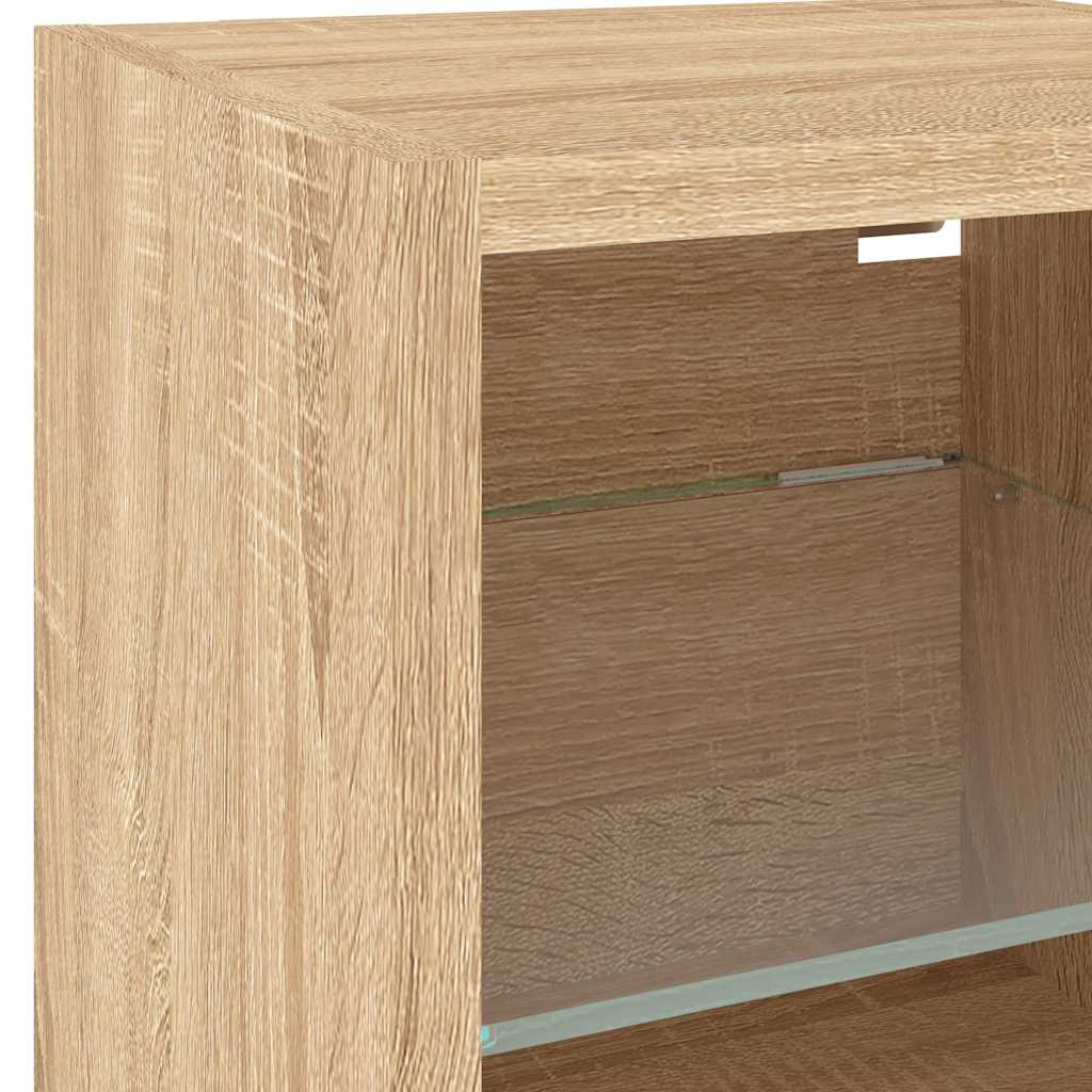 8 Piece TV Wall Units with LED Sonoma Oak Engineered Wood