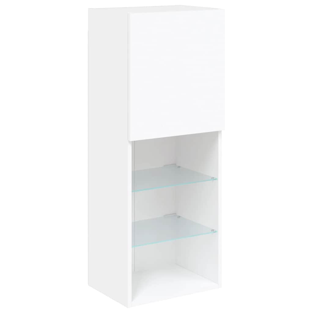 4 Piece TV Wall Units with LED White Engineered Wood
