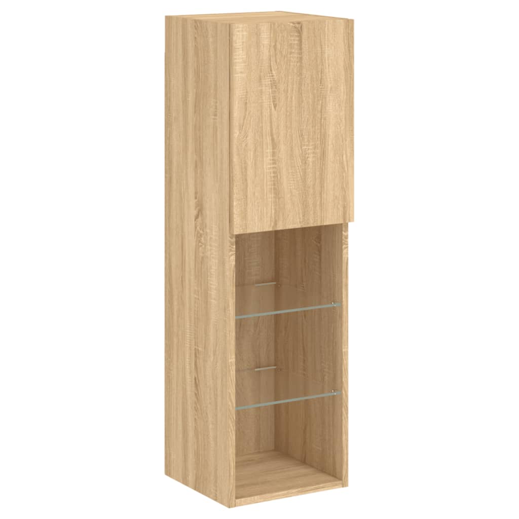 4 Piece TV Wall Units with LED Sonoma Oak Engineered Wood