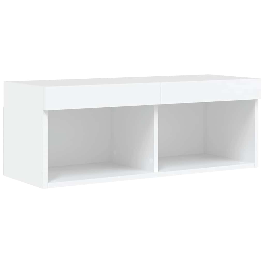 8 Piece TV Wall Units with LED White Engineered Wood