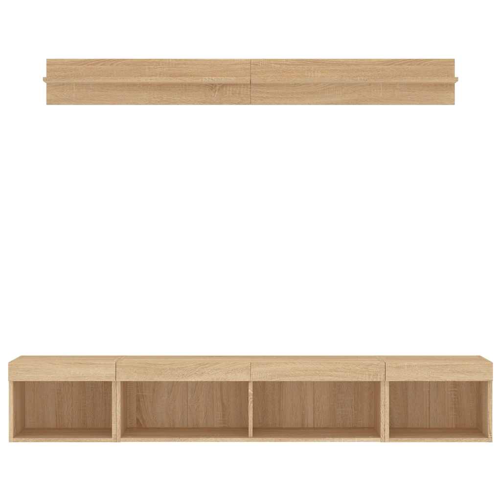 5 Piece TV Wall Units with LED Sonoma Oak Engineered Wood