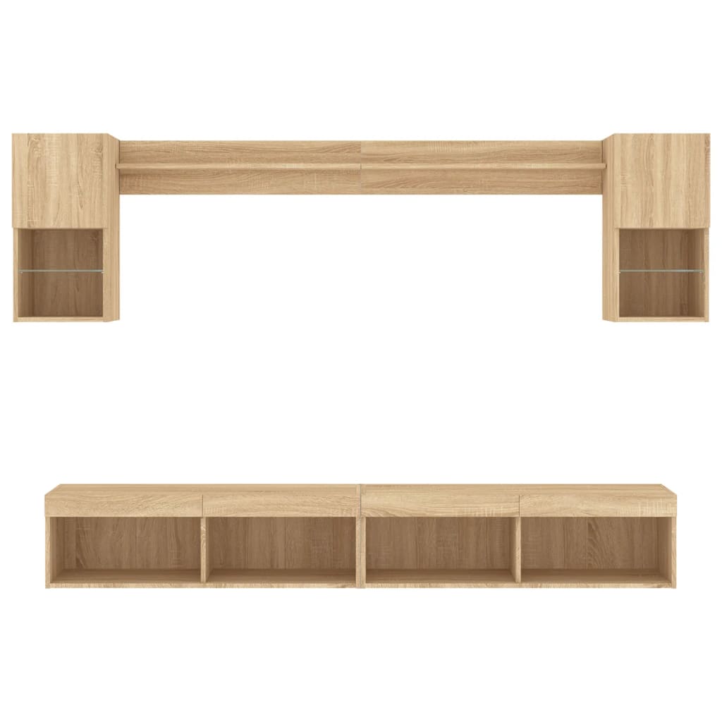 6 Piece TV Wall Units with LED Sonoma Oak Engineered Wood