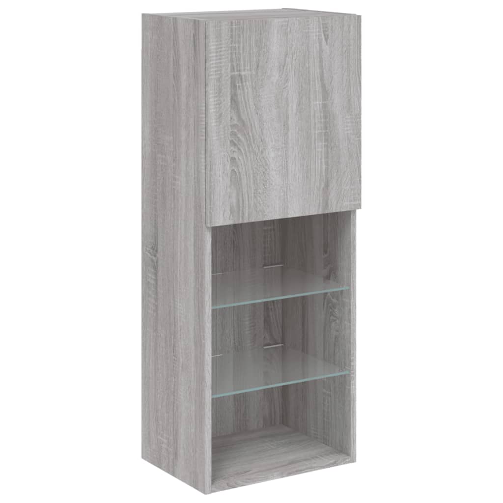 5 Piece TV Wall Units with LED Grey Sonoma Engineered Wood