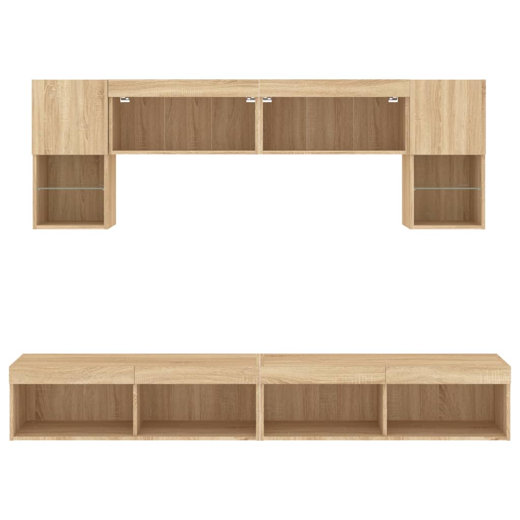 6 Piece TV Wall Units with LED Sonoma Oak Engineered Wood