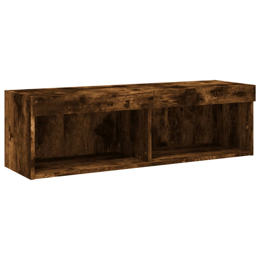6 Piece TV Wall Units with LED Smoked Oak Engineered Wood