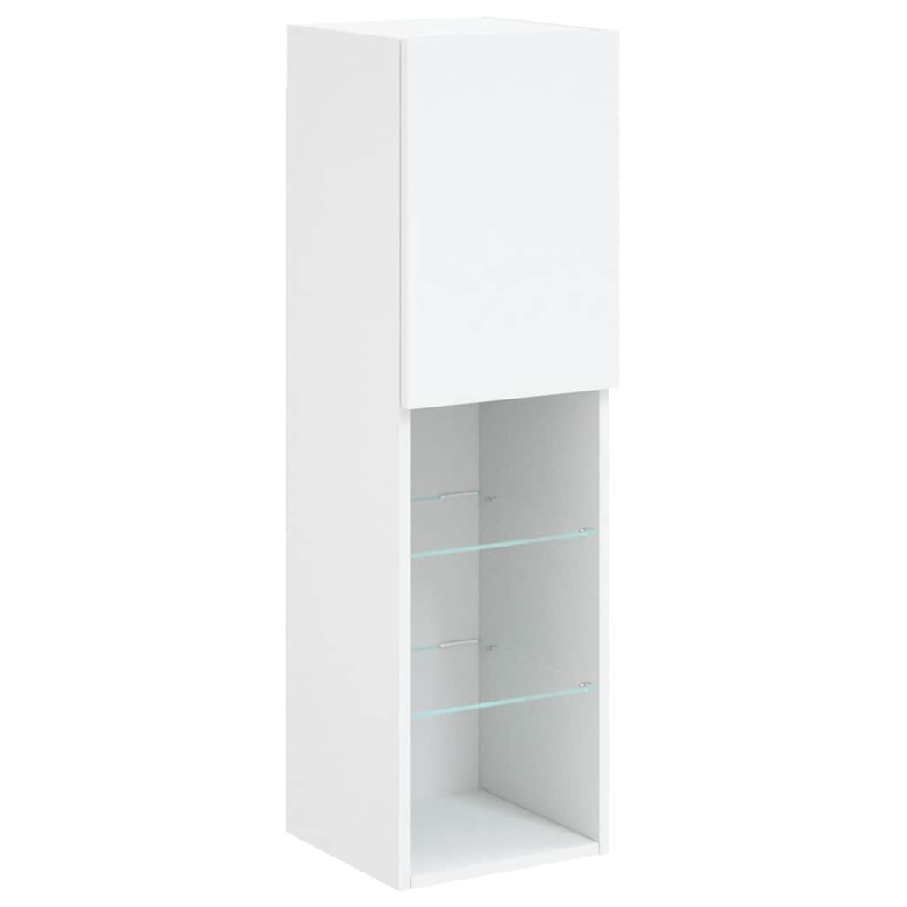 4 Piece TV Wall Units with LED White Engineered Wood