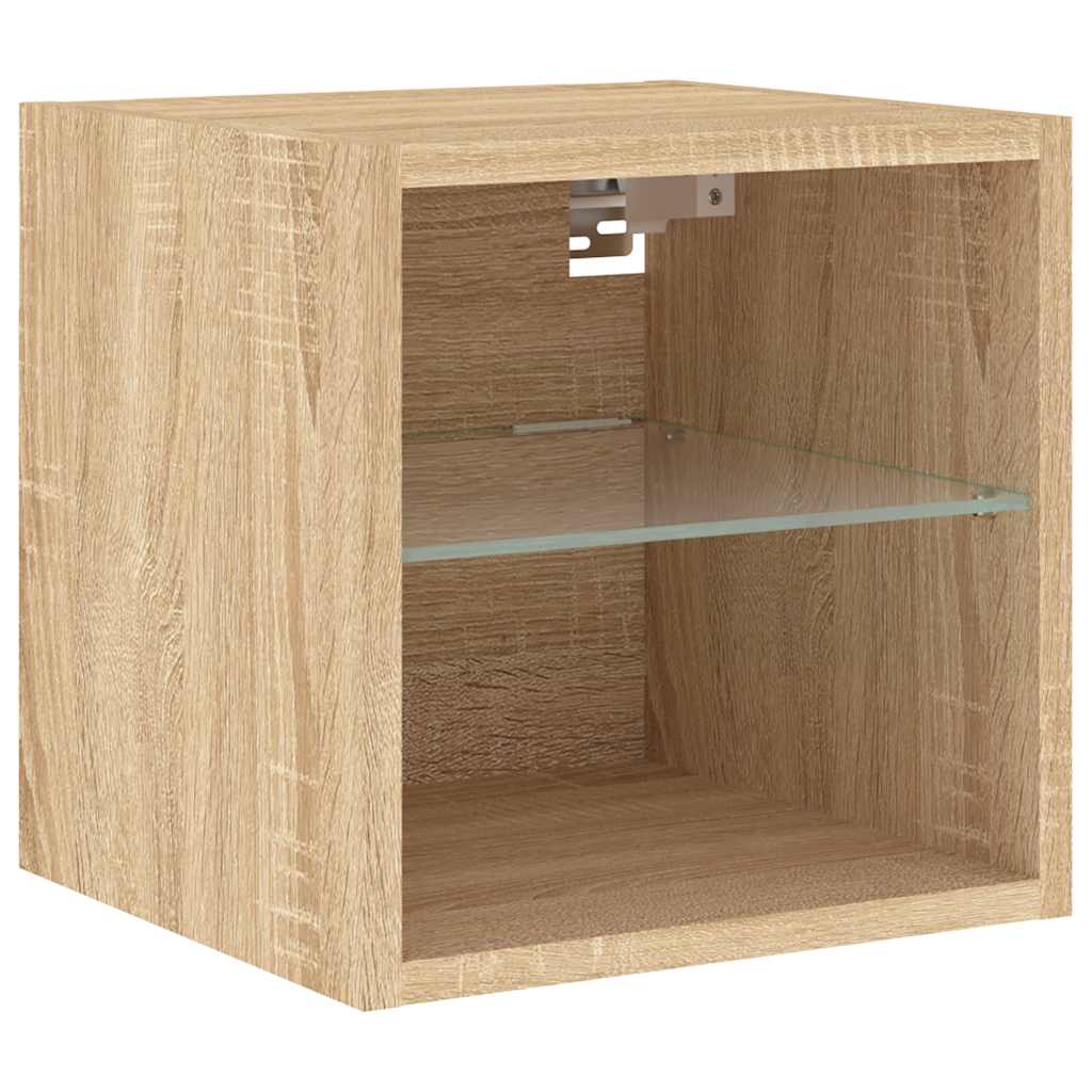 4 Piece TV Wall Units with LED Sonoma Oak Engineered Wood