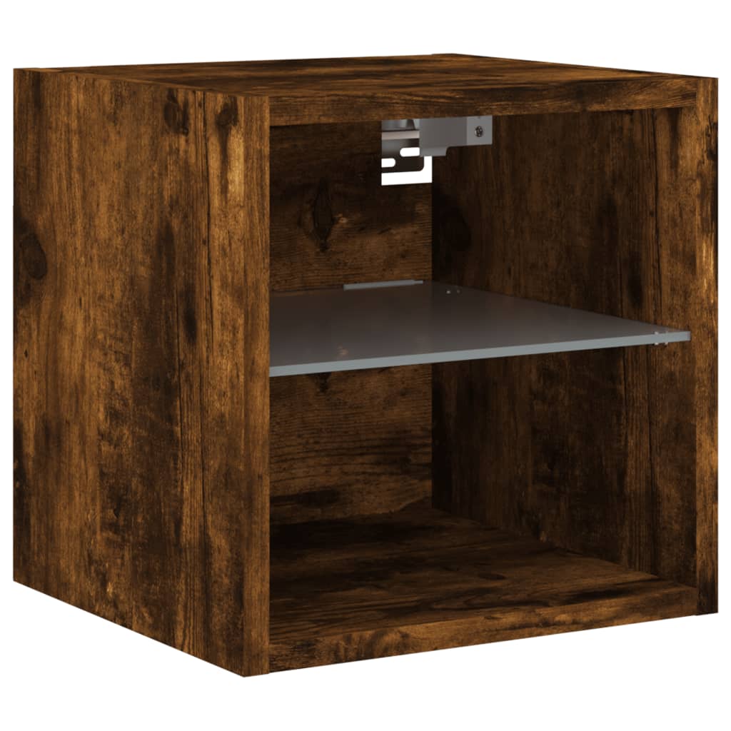 4 Piece TV Wall Units with LED Smoked Oak Engineered Wood