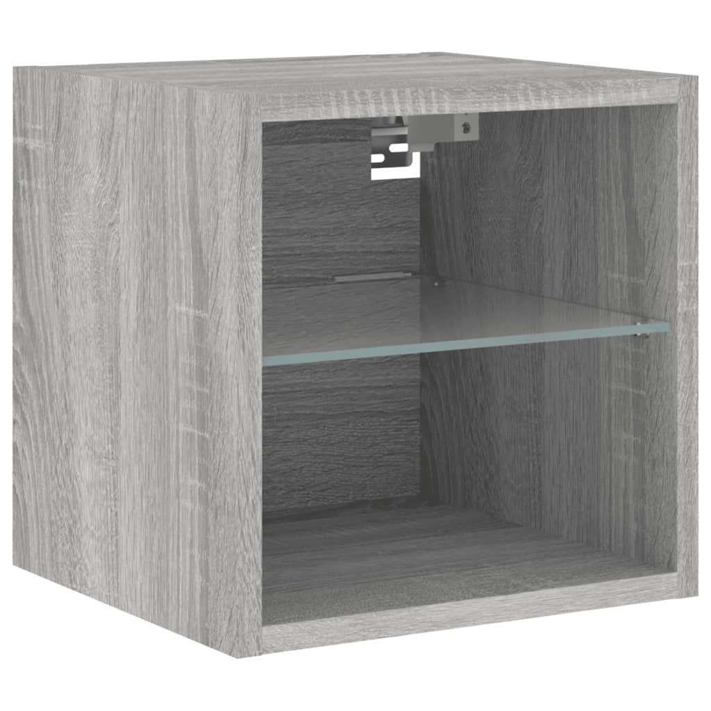 4 Piece TV Wall Units with LED Grey Sonoma Engineered Wood