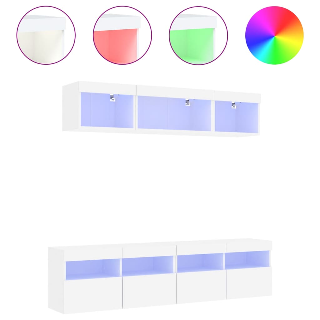 5 Piece TV Wall Units with LED White Engineered Wood