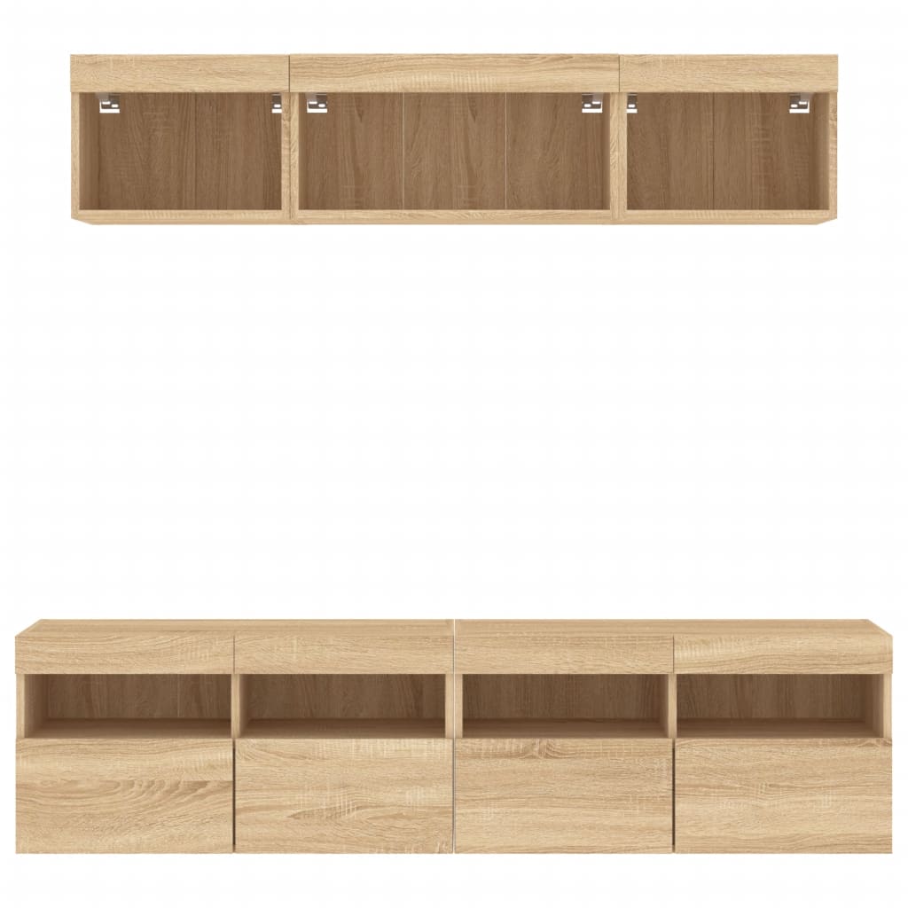5 Piece TV Wall Units with LED Sonoma Oak Engineered Wood