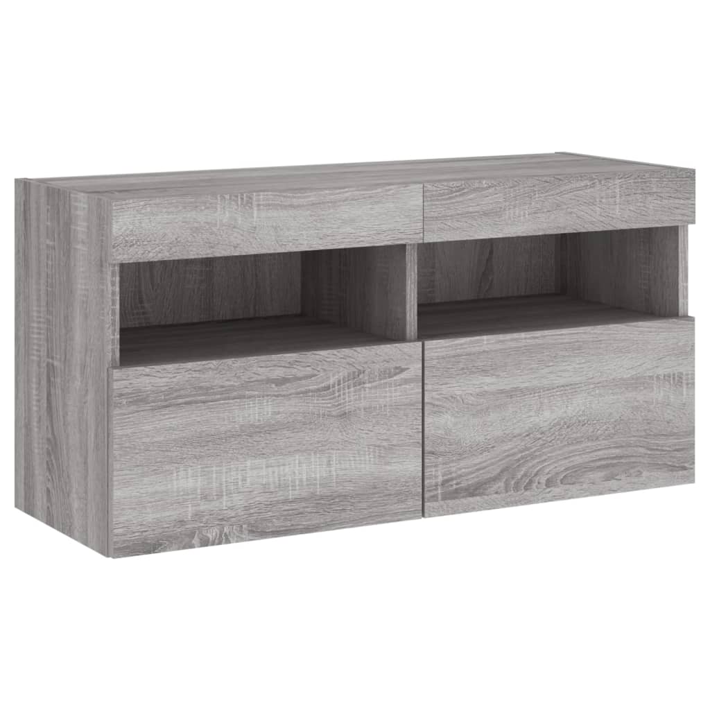5 Piece TV Wall Units with LED Grey Sonoma Engineered Wood
