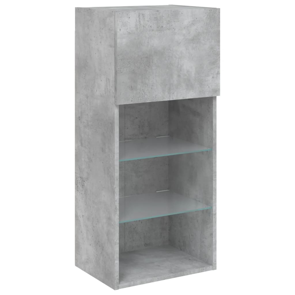 5 Piece TV Wall Units with LED Concrete Grey Engineered Wood