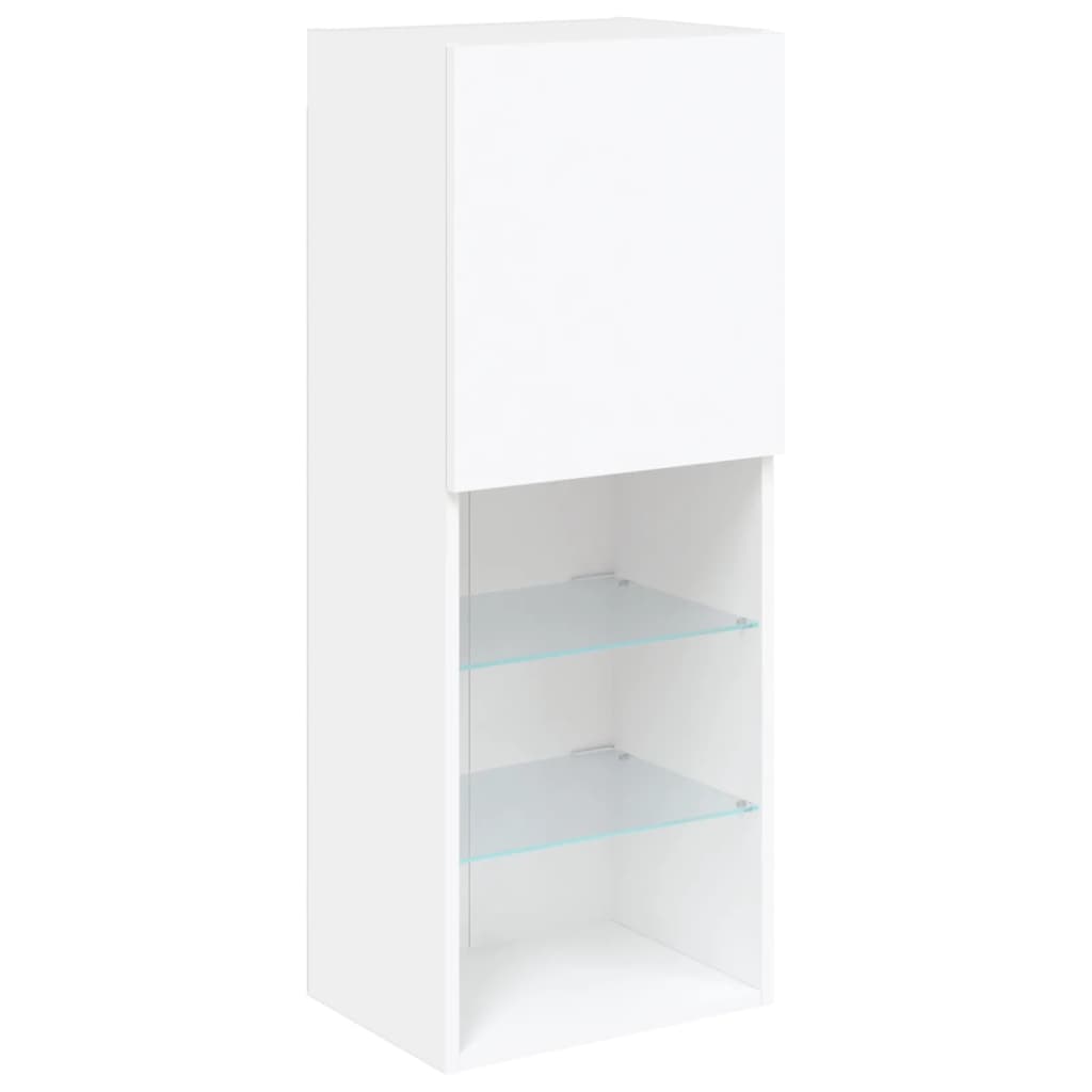 6 Piece TV Wall Units with LED White Engineered Wood