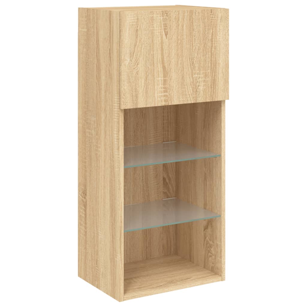 5 Piece TV Wall Units with LED Sonoma Oak Engineered Wood