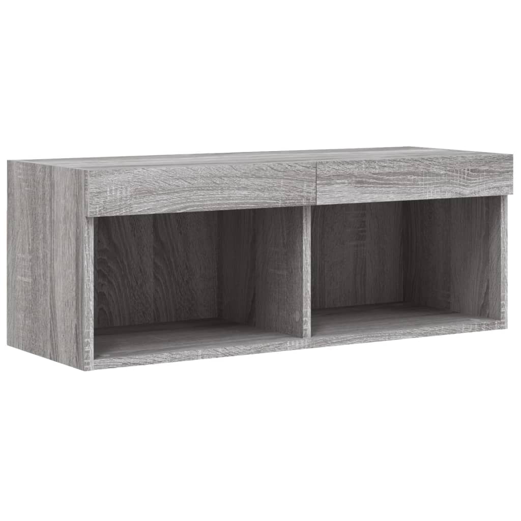 8 Piece TV Wall Cabinet Set with LED Lights Grey Sonoma