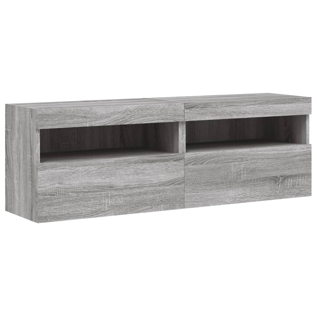 8 Piece TV Wall Cabinet Set with LED Lights Grey Sonoma