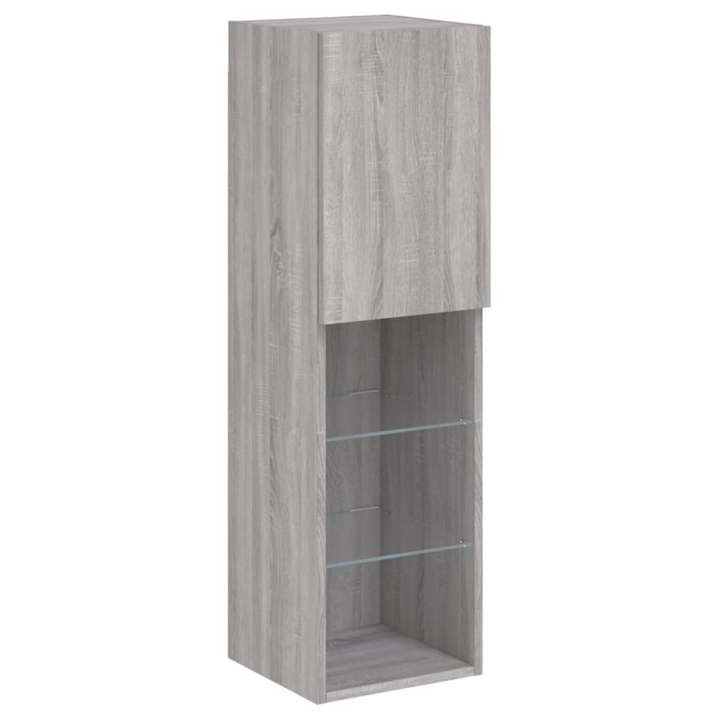 8 Piece TV Wall Cabinet Set with LED Lights Grey Sonoma