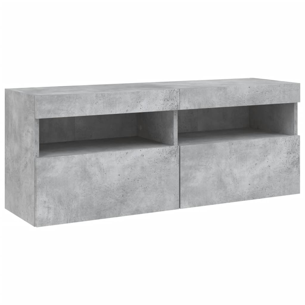 7 Piece TV Wall Cabinet Set with LED Lights Concrete Grey