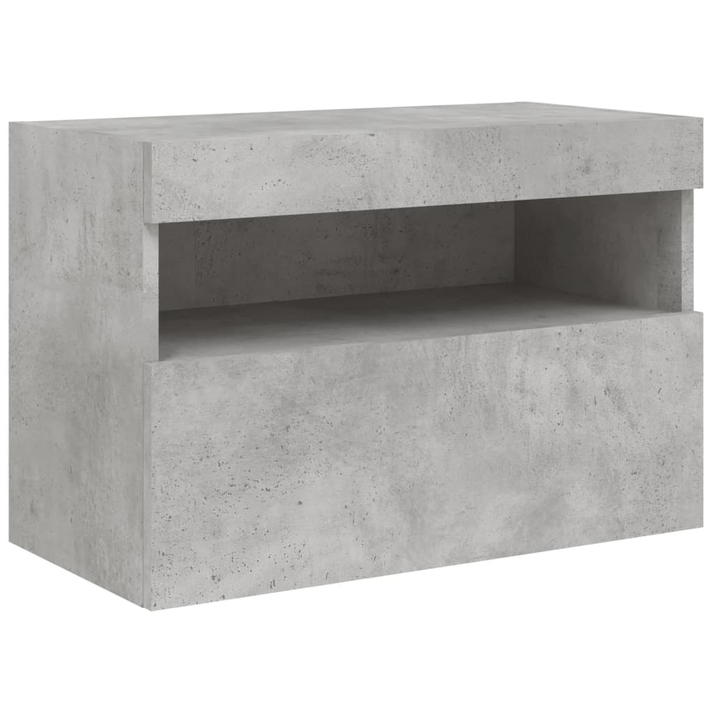 7 Piece TV Wall Cabinet Set with LED Lights Concrete Grey