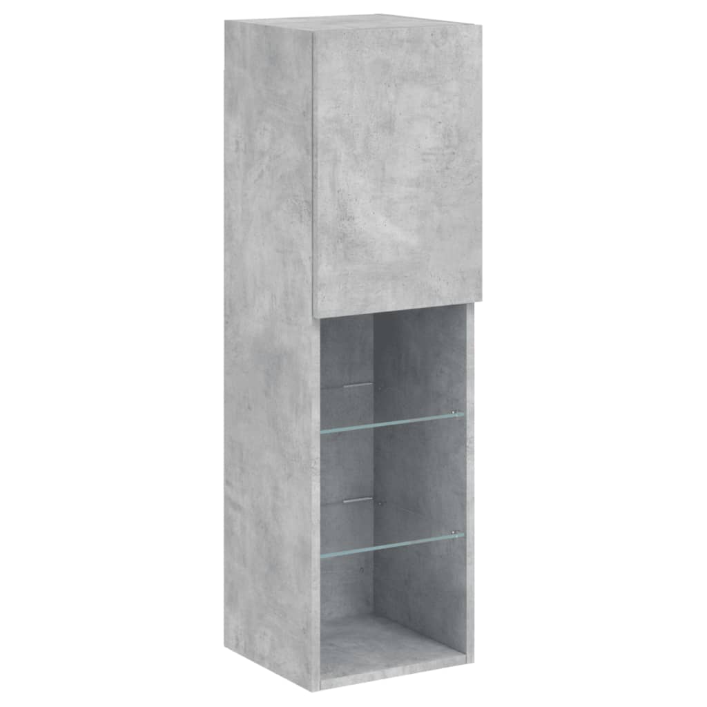 7 Piece TV Wall Cabinet Set with LED Lights Concrete Grey