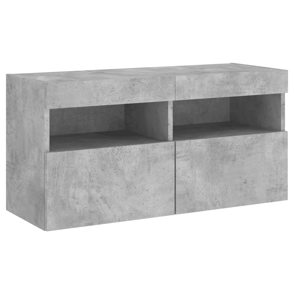 7 Piece TV Wall Cabinet Set with LED Lights Concrete Grey