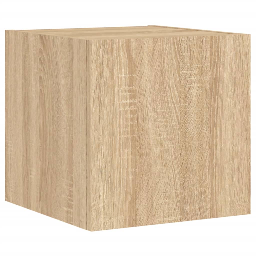 4 Piece TV Wall Cabinets with LED Lights Sonoma Oak