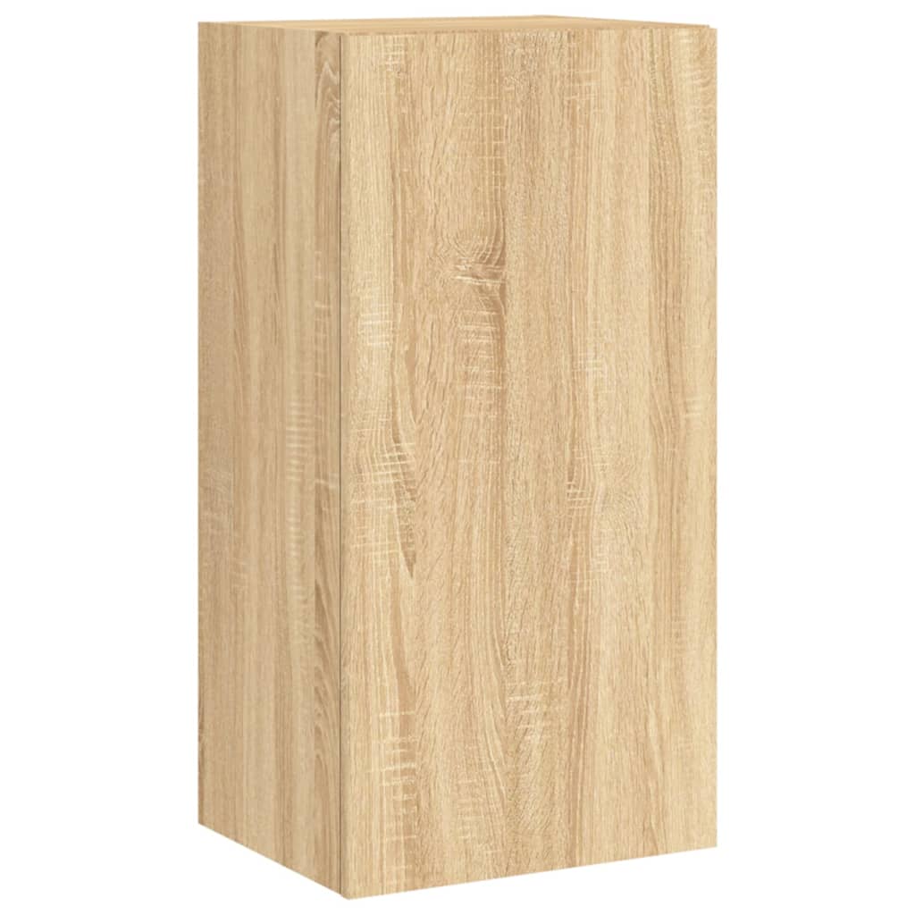 4 Piece TV Wall Cabinets with LED Lights Sonoma Oak