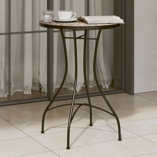 vidaXL Mosaic Bistro Table Terracotta and White Ø50x70 cm Ceramic