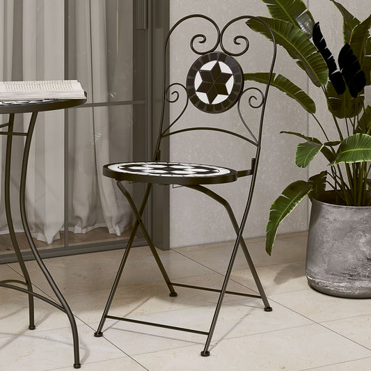 Folding Chairs 2 pcs Black and White Ceramic