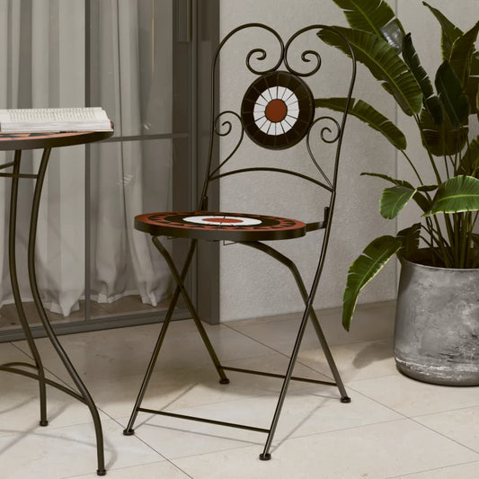 Folding Chairs 2 pcs Terracotta and White Ceramic