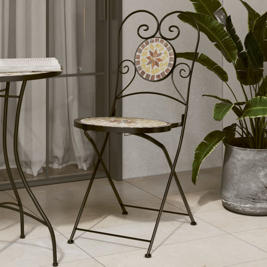 Folding Chairs 2 pcs Terracotta and White Ceramic