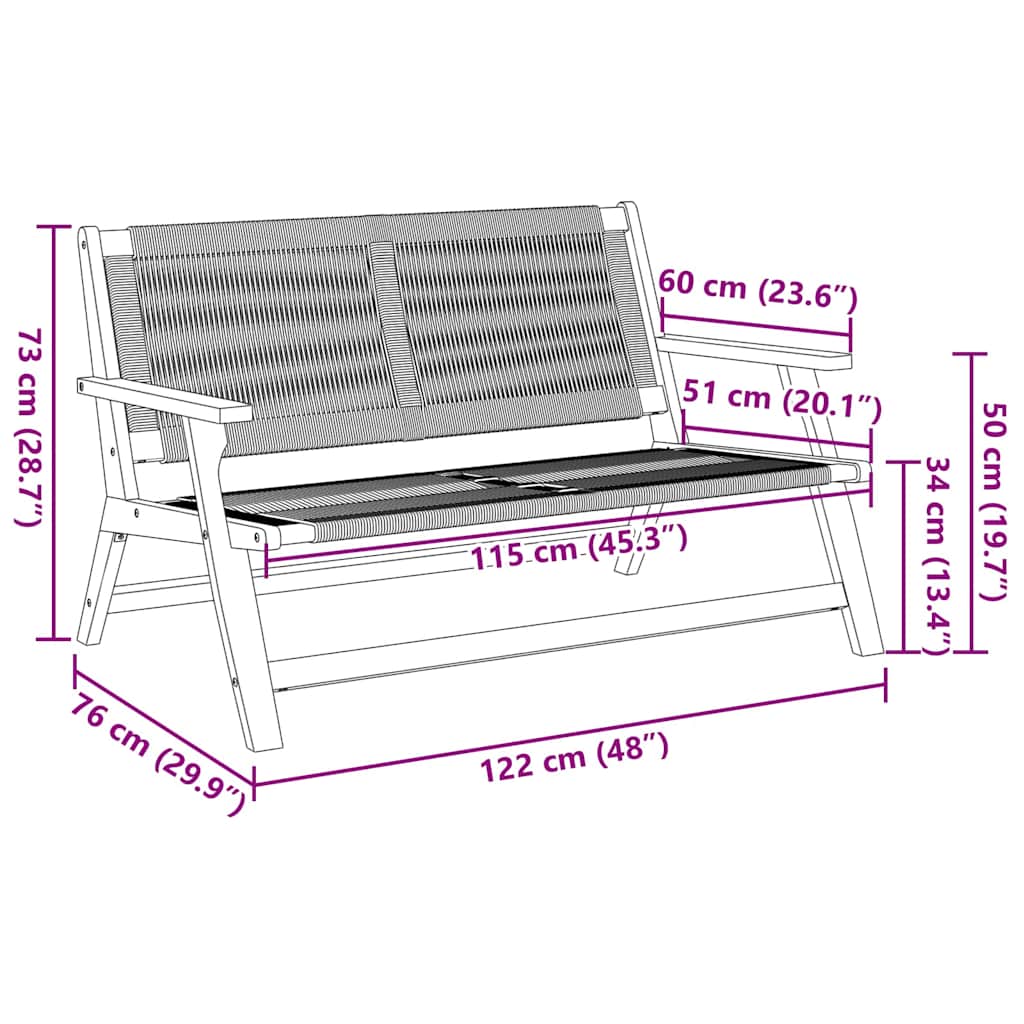 Garden Furniture Grey 122 x 76 x 73 cm Solid Acacia Wood