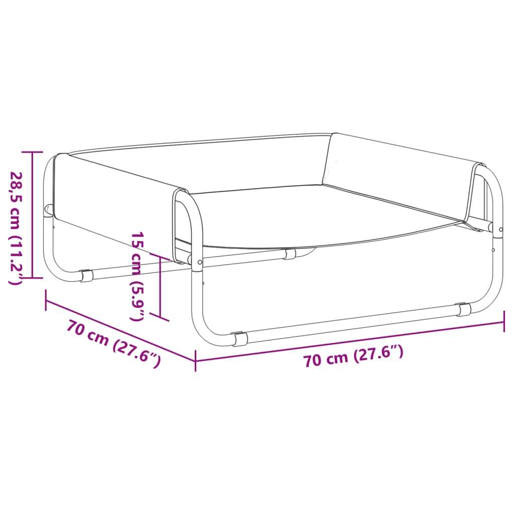 vidaXL Elevated Dog Bed Anthracite Oxford Fabric and Steel